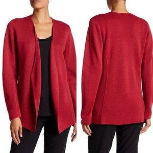 Eileen Fisher - Silk Cotton Inerlock Open Face Cardigan - Red